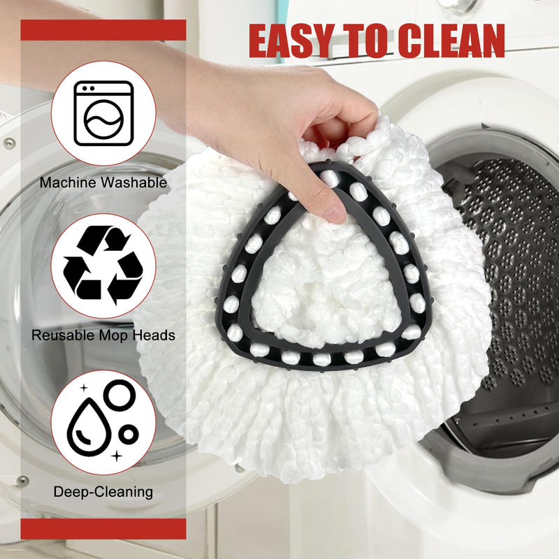 [Australia] - Mop Head Replacement, 3 Pack Spin Mop Refill Replace Head Compatible Easywring 1-Tank System, Great Cleaning Power, Microfiber, Helper Housework, Machine Washable & Easy-to-Replace, White 1-TANK Mop Head (3pcs) 