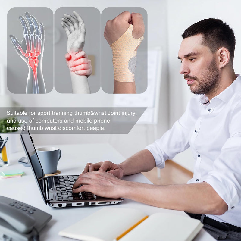 [Australia] - 2 Pcs Ultra-Thin Wrist Brace Support for Carpal Tunnel, Pain Relief, Arthritis, Tendonitis, Elastic Wrist Wraps Right and Left Hands - Compression and Support for Fitness Enthusiasts (Skin Tone) Skin Tone 