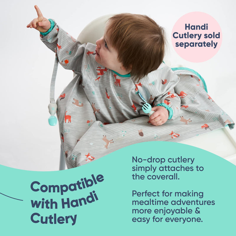 [Australia] - BIBaDO Mess Proof Baby Feeding Bibs, Long Sleeve Weaning Essential 6 to 36 Months Toddler Bib, Waterproof, Machine Washable Woodland & Oceans (2 Pack) 