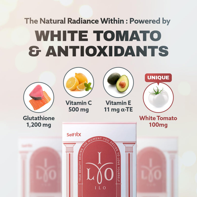 ILO Whitathione Antioxidant Powder Sticks, 500mg Vitamin C, 30 Count | Green apple sticks with glutathione, white tomato extract & vitamin E; melts on tongue or mixes with water, no pills