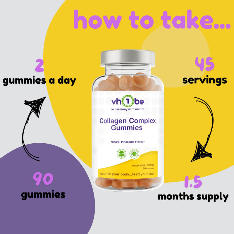 High Strength Collagen Gummies for Women and Men - 90 Natural Pineapple Flavour Collagen Supplement | High Absorption Collagen Complex for Hair, Skin & Nails - Three Months Supply, UK Made