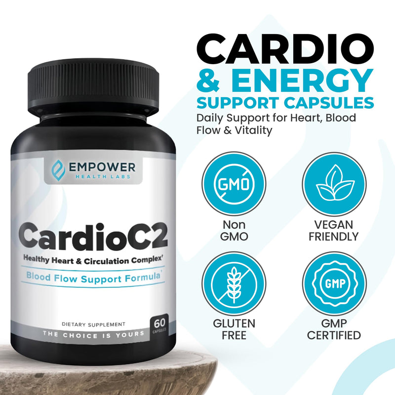 CardioC2 Circulation & Energy Support – Doctor-Formulated Blend with Beet Root, Black Garlic, Hawthorn & CoQ10 – Supports Healthy Blood Flow, Energy & Clarity – 60 Capsules