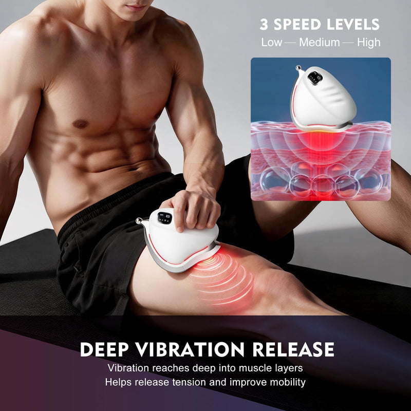 Heated Muscle Scraper Tool, Soothesilk2 Sculptwave for Full Body | Vibration Massage, Heat, Red Light, Pulse Stimulation 3.5 Inch