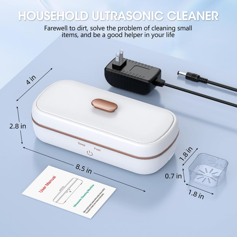 [Australia] - Ultrasonic Jewelry Cleaner, 47KHZ Ultrasonic Glasses Cleaner Machine Portable with Two Timer Silver Jewelry Cleaner for Necklaces, Coins, Dentures, Eyeglasses, Watches, Rings 