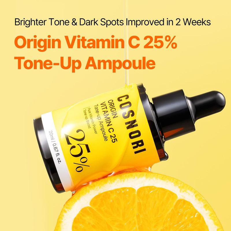 COSNORI Origin Vitamin C 25% Tone-Up Ampoule | High-Potency Vitamin C Serum for Dark Spots & Even Skin Tone, Intensive Night Serum for Firm & Smooth-Looking Skin, Low Irritation, Korean Skin Care Unscented COSNORI Origin Vitamin C 25% Tone-Up Ampoule