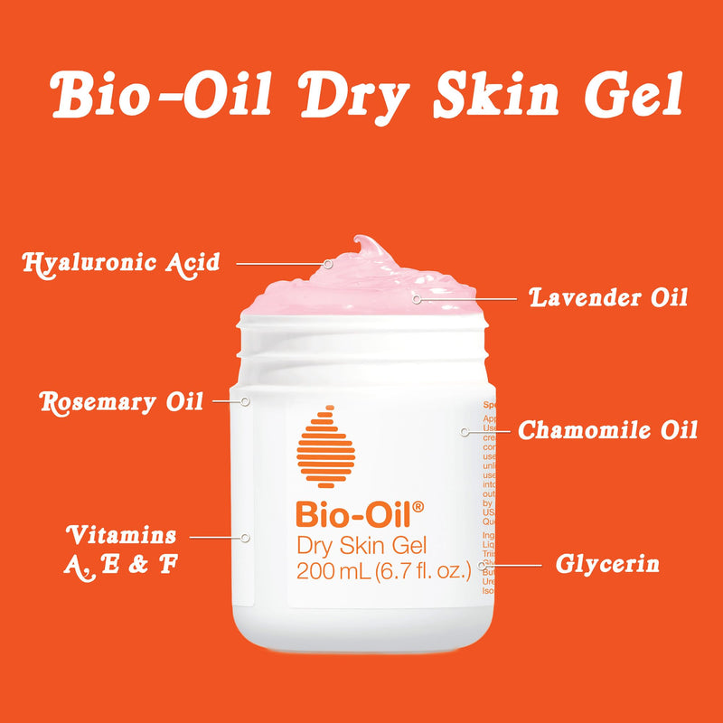 Bio-Oil Dry Skin Gel Moisturizer, Vitamin B3, Face & Body, 6.7 fl oz | Non-Comedogenic, Fast-Absorbing Gel, Sensitive & Dry Skin, Essential Oils, Hydrates Face and Body, Dermatologist Tested 6.7 Fl Oz (Pack of 1)