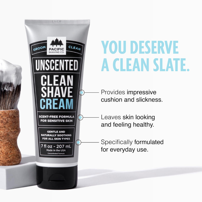 [Australia] - Pacific Shaving Company Clean Shaving Cream - Shea Butter + Vitamin E Shave Cream for Hydrated Sensitive Skin - Clean Formula for a Smooth, Anti-Redness + Irritation-Free Shave Cream (7 Oz, 2 Pack) Unscented 14 Ounce (Pack of 1) 