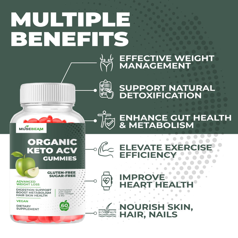 [Australia] - Organic Keto ACV Gummies Advanced Weight Loss - Gluten & Sugar Free Belly Fat Burner Apple Cider Vinegar Diet Supplement for Women Men (1000MG) 