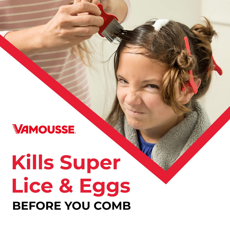 [Australia] - Vamousse Lice Treatment Mousse (6 fl oz), Clinically Proven to Kill Super Lice & Eggs, Easy to Apply & Rinse, Pesticide-Free & Non-Toxic, Includes Reusable Steel Comb 