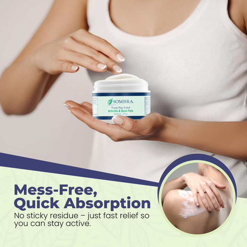 [Australia] - Sombra Warm Pain Relief Gel, Warm Relief for Arthritis and Chronic Pain Pre-Workout Muscle Rub Vegan Formula Free of Artificial Fragrances, Dyes, NSAIDs, Wax, Petroleum, Alcohol - 8oz Jar 8 Ounce (Pack of 1) 