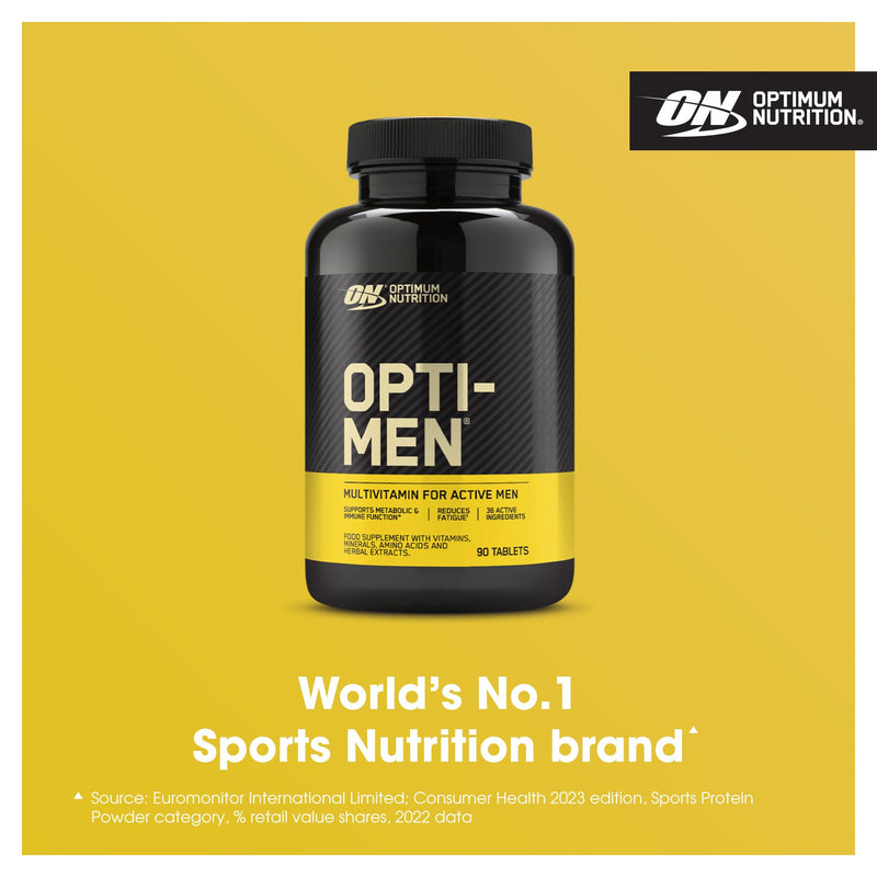 Optimum Nutrition Opti-Men Multi-Vitamin Supplements for Men with Vitamin D, Vitamin C, Vitamin B6 and Amino Acids, Unflavoured, 30 Servings, 90 Capsules 90 count (Pack of 1)