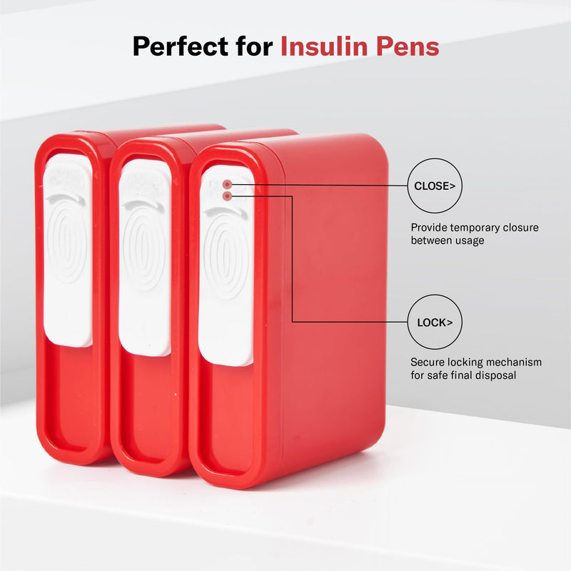 [Australia] - Alcedo Portable Sharps Container for Travel and Home Use (3-Pack), Small 0.1L Container for Diabetes Insulin Pen Needle Disposal, Biohazard Syringe Mini Container, Medical Grade 3 