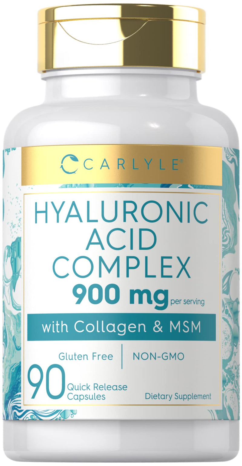 Carlyle Hyaluronic Acid with Collagen 900mg | 90 Capsules | with MSM | Hydrolyzed Collagen Complex | Non-GMO, Gluten Free Supplement