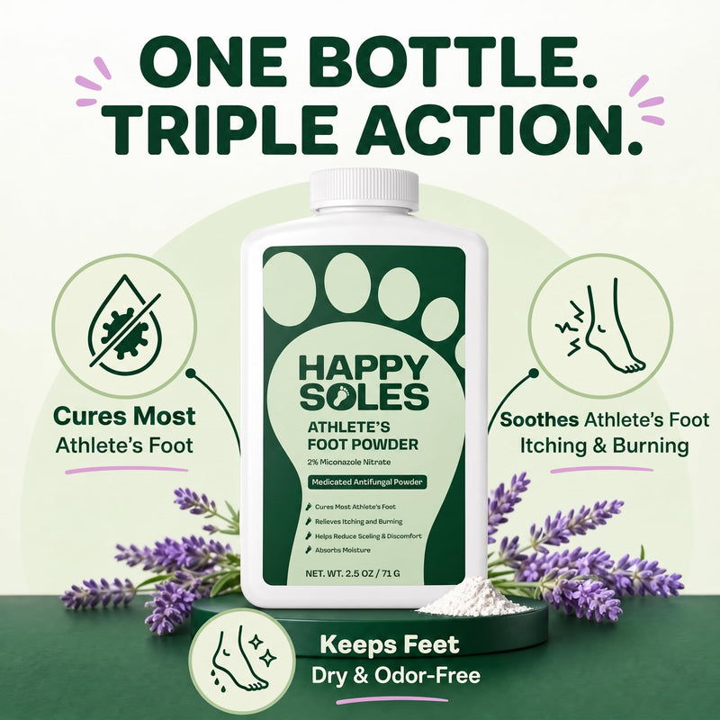 OTC Athletes Foot Treatment Antifungal Powder - 2% Miconazole | Anti fungal Foot Powder for Athlete's Foot & Itchy Feet - Relieves Itching & Burning, Odor Control, FSA Eligible HSA, 2.5oz