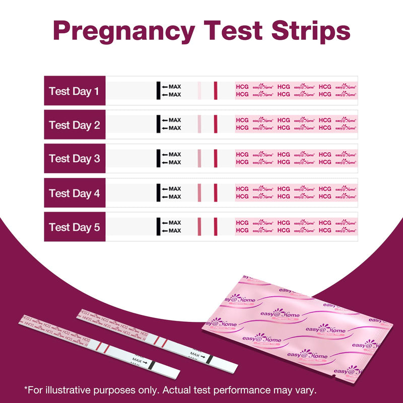 easy@Home 10 Pack hCG Pregnancy Test Strips, Early Detection | Home pregnancy tests with 10 individually sealed hCG strips and easy-to-read results for convenient testing. 10 Count (Pack of 1)