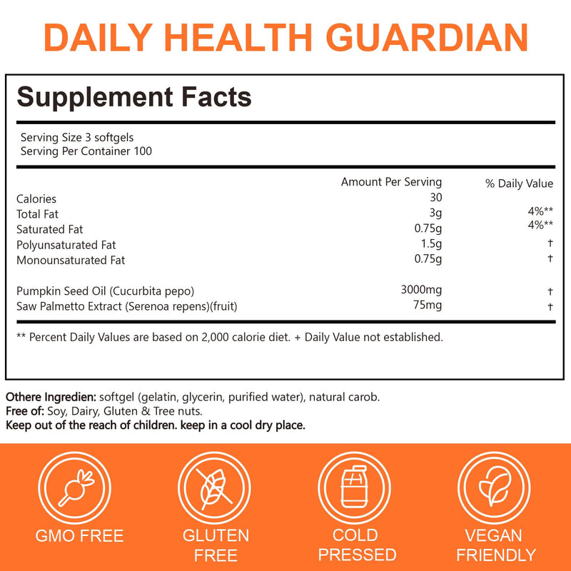[Australia] - Premium Pumpkin Seed Oil with Saw Palmetto 3000mg Soft Capsule | Cold Pressed Virgin, Pure Virgin Oil | Supports Hair, Urinary, Bladder & Prostate Health - 300 Count 