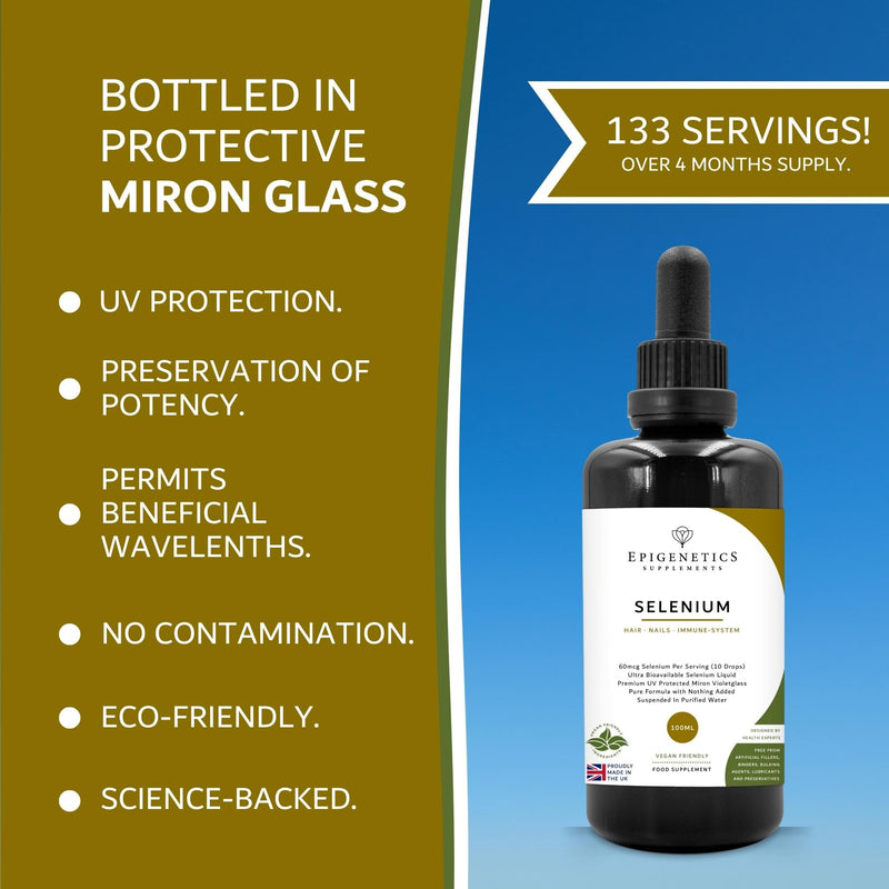 Selenium Supplements 100ml Liquid | Sodium Selenate | Over 100% Recommended Intake Per Serving | 4 Months Supply | No Artificial Sweeteners, Sugar Free | Vegan & Made in UK