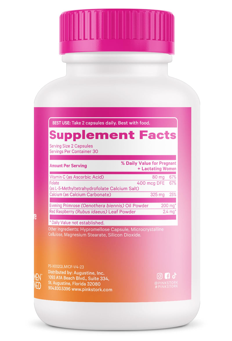 [Australia] - Pink Stork Labor Prep - Evening Primrose Oil Capsules with Red Raspberry Leaf Tea, Gentle Birth & Postpartum Care, Third Trimester Pregnancy Must Haves, 60 Capsules 