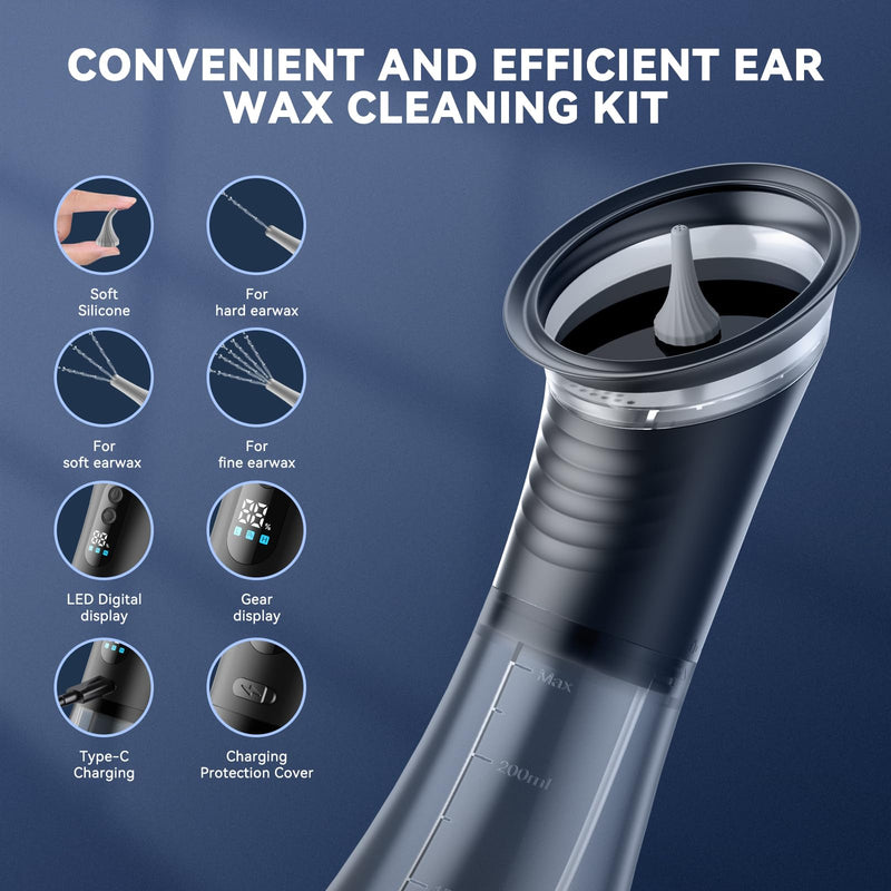[Australia] - Ear Wax Removal- Ear Wax Removal Kit-Safe and Effective-Ear Cleaner Earwax Removal -with Wastewater Recovery System-FSA-HSA-Eligible(Black) 