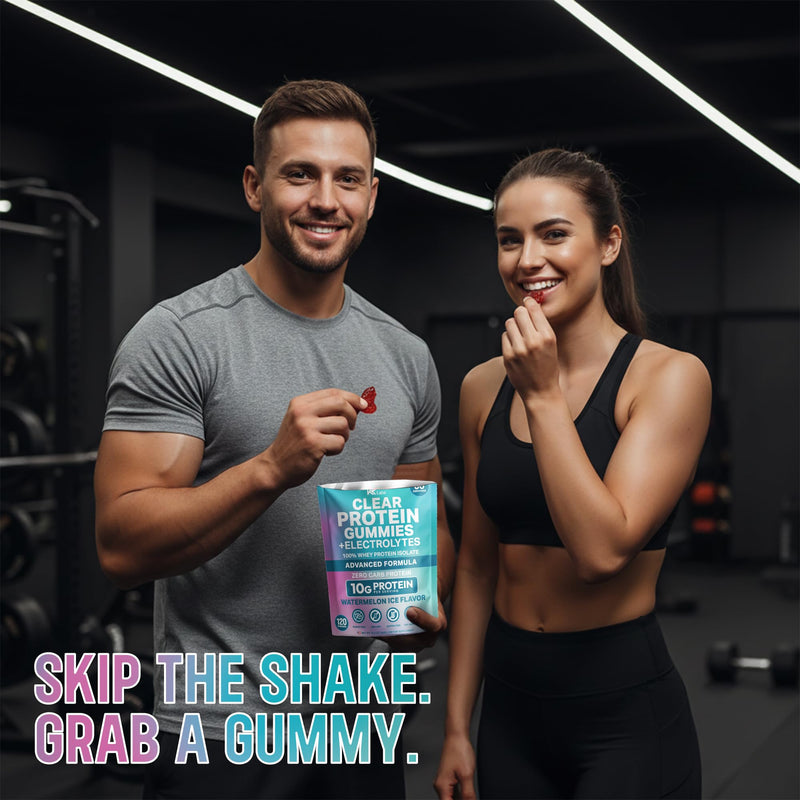 Zero Carb Clear Whey Protein Gummies, Electrolyte, Watermelon Ice | 10g Protein per Serving, 300g Total per Bag, 100% Whey Isolate, Gluten-free, Non-GMO, Vitamins Added, For Men & Women