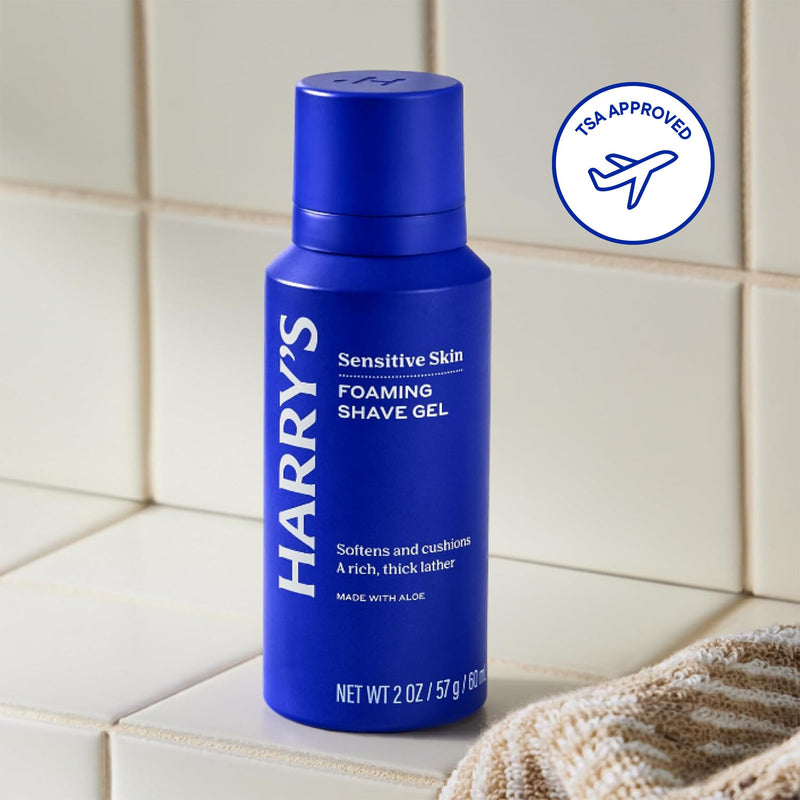 Harry's Travel Shaving Kit for Men - Toiletry Bag, Razor, Foaming Shave Gel, and Blade Cover -Travel Size Toiletries Shave Kit + Toiletry Bag Grey