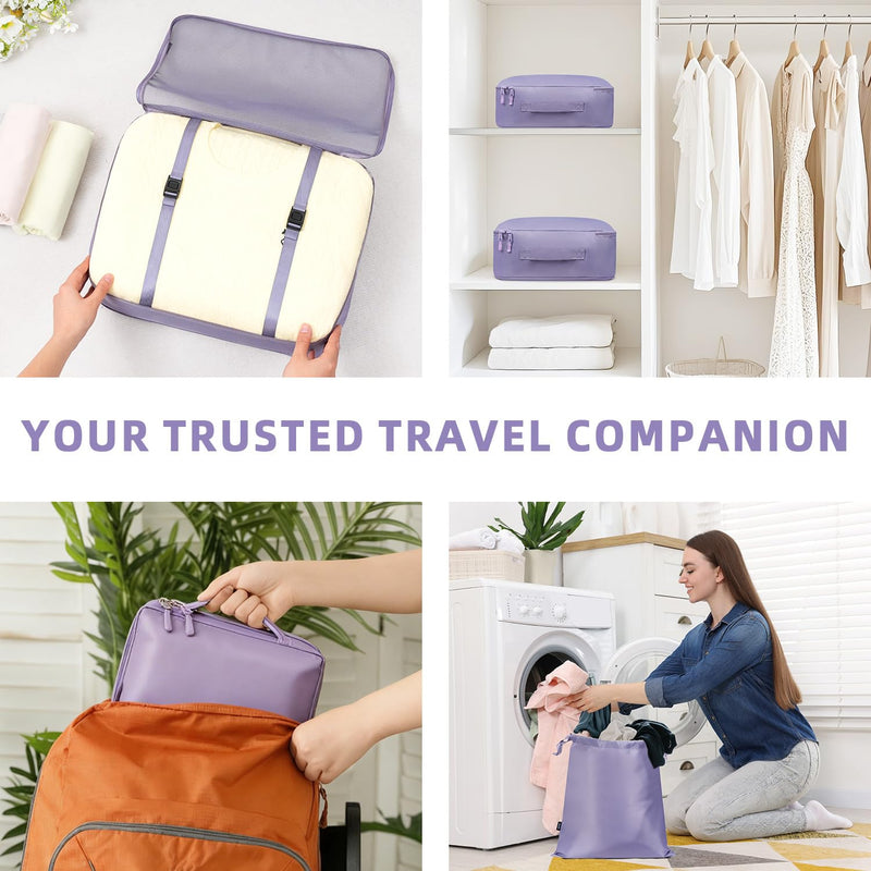 BAGAIL 8 Set Packing Cubes Luggage Packing Organizers for Travel Accessories-Dusty Purple Dusty Purple