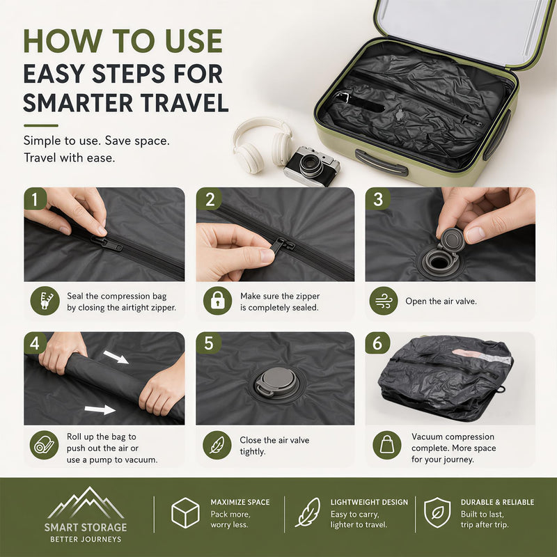 Vacuum Storage Bags with Rechargeable Pump,17.5L Space Saver Compression Bags for Travel Luggage Suitcase Backpack, Waterproof & Reusable Packing Cubes for Clothing 2-Pack