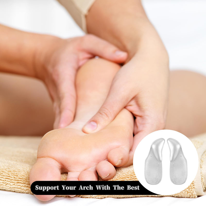 [Australia] - COMNICO 2 Pairs of Arch Pads Gel Arch Support Insoles Silicone Foot Insoles Self-Adhesive Orthopedic Insoles Heel Cushion for Foot Pressure and Foot Pain Relief (Transparent) 