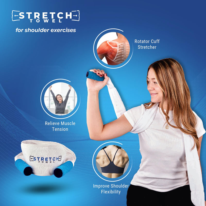 Shoulder Rotator Cuff Stretching Device By Stretch Towel; Physical Therapy Shoulder And Full Body Stretching Strap With Easy Grip Handles for Sore and Tight Muscles. Improves Shoulder Flexibility