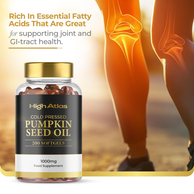 Pumpkin Seed Oil Soft Capsules - 200 Count (3000mg Per Serving) High Potency, Cold Pressed Extra Virgin Softgels (Non-GMO) by HighAtlas