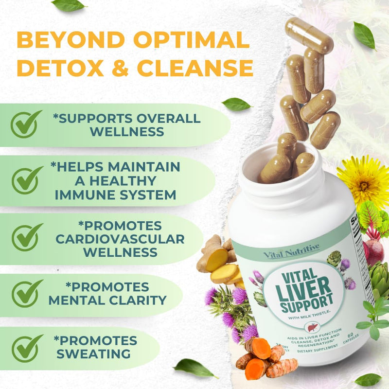 [Australia] - Vital Liver Support New Formula Liver Supplement and Liver Vitamin ‚Äì 9-in-1 Liver Health Formula,Cleanse & Repair Formula with Organic Milk Thistle Supports Liver Health Cleanse 60 Count (Pack of 1) 