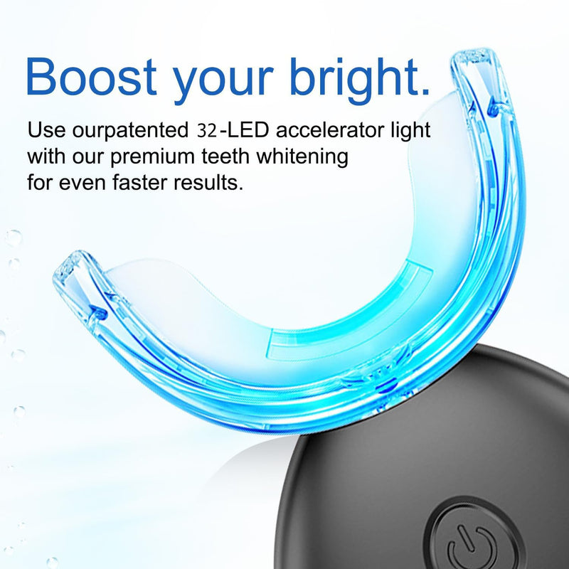 [Australia] - Teeth Whitening Light, 32 LED Red & Blue Light Intelligent Teeth Whitening System, LED Blue Lights Accelerator with USB for Stain Removal at Home (Black)…… Black 