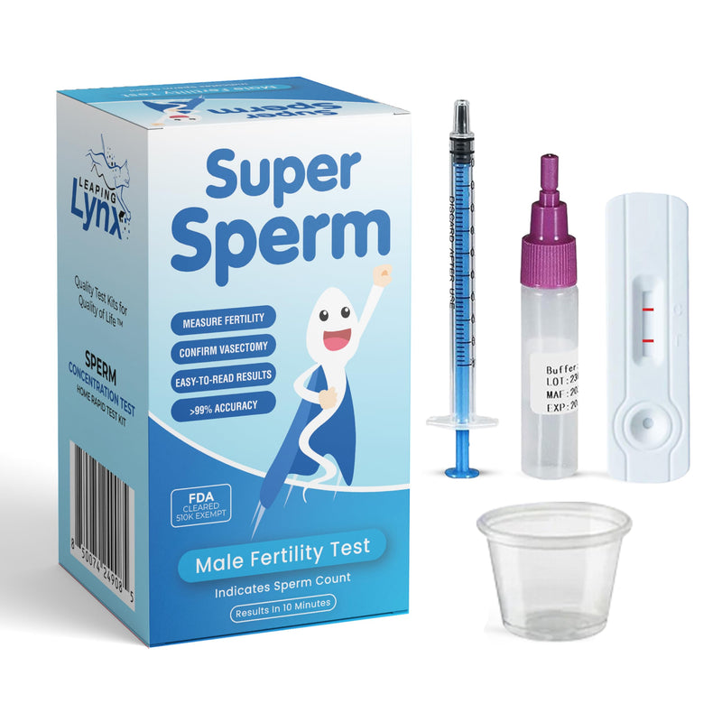 Super Sperm Check Male Fertility Test Kit, WHO-Recommended Sensitivity, Shows Normal or Low Sperm Count, at Home Sperm Test Clear Results in Minutes, Sperm Health Vasectomy Test Kit