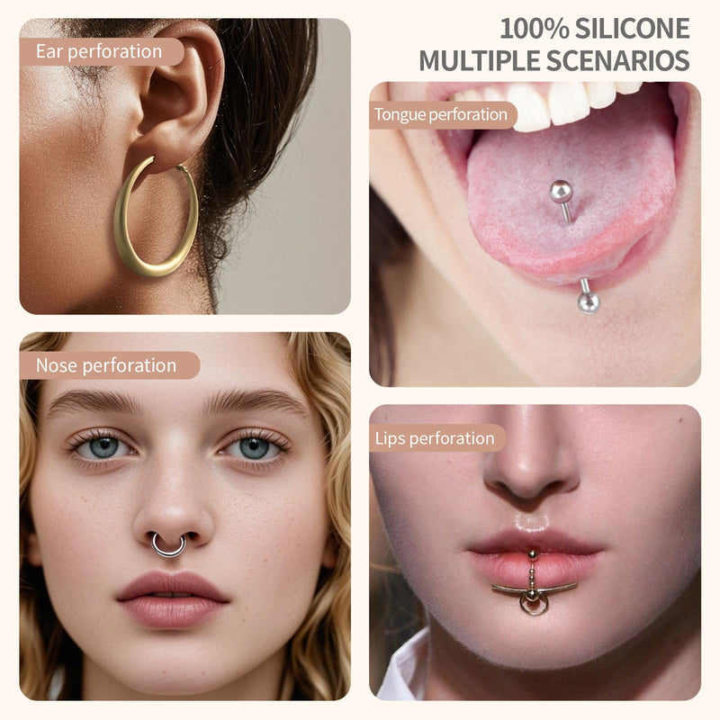 [Australia] - Piercing Kit Silicone Model Body Part Displays Set, 8pcs Soft Body Piercing Practice Model Kit with Display Holder,Soft Fake Tongue Mouth Nose Eye Navel Ear 5D Model Training Tool Kit for Piericng 