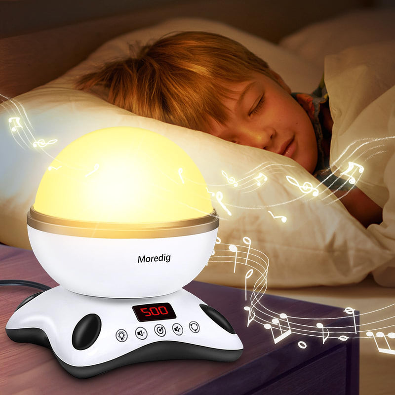 [Australia] - Moredig Kids Night Light Projector, Remote Baby Night Lights for Kids Room with 12 Music Nursery Night Light Projector for Kids Timer 2 Projections 18 Light Modes, Gifts for Baby Kids - Black Black White 