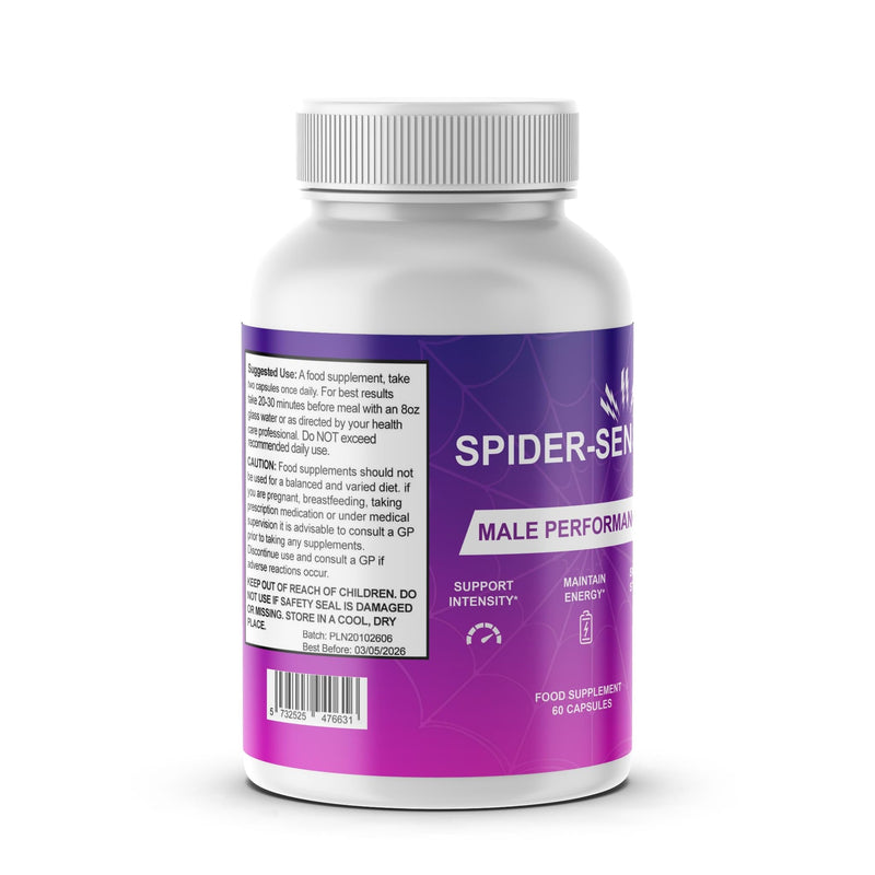 Spider-Sense Male Enhancement Support for Advanced Male Performance/All Natural 60 Capsules/Slim Warriors