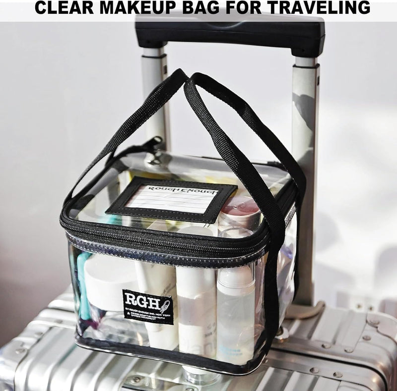 Rough Enough Clear Makeup Toiletry Bag Cosmetic Organizer Large for Travel Women Bundle Set