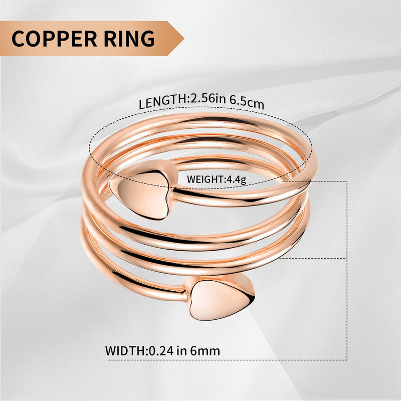 [Australia] - BioMag Copper Rings for Women, 99.99% Pure Copper Magnetic Rings Thumb Rings for Lymphatic Drainage, Adjustable Jewelry Gifts for Women Rose Gold 