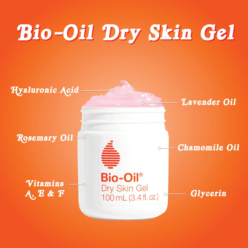 Bio-Oil Dry Skin Gel Moisturizer, Vitamin B3, Face & Body, 3.4 fl oz | Non-Comedogenic, Fast-Absorbing Gel, Sensitive & Dry Skin, Essential Oils, Hydrates Face and Body, Dermatologist Tested 3.4 Fl Oz (Pack of 1)