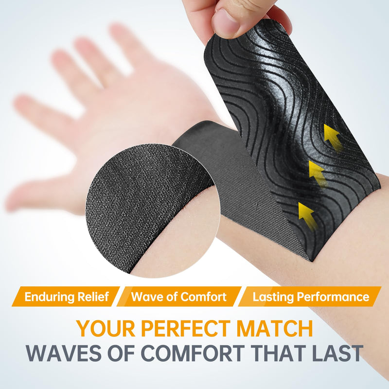 [Australia] - Dimora Kinesiology Tape, 80 Count Precut Strips 4 Rolls, Original Cotton, 10” Elastic Athletic Tape for Muscle Pain Relief and Joint Support, Black 