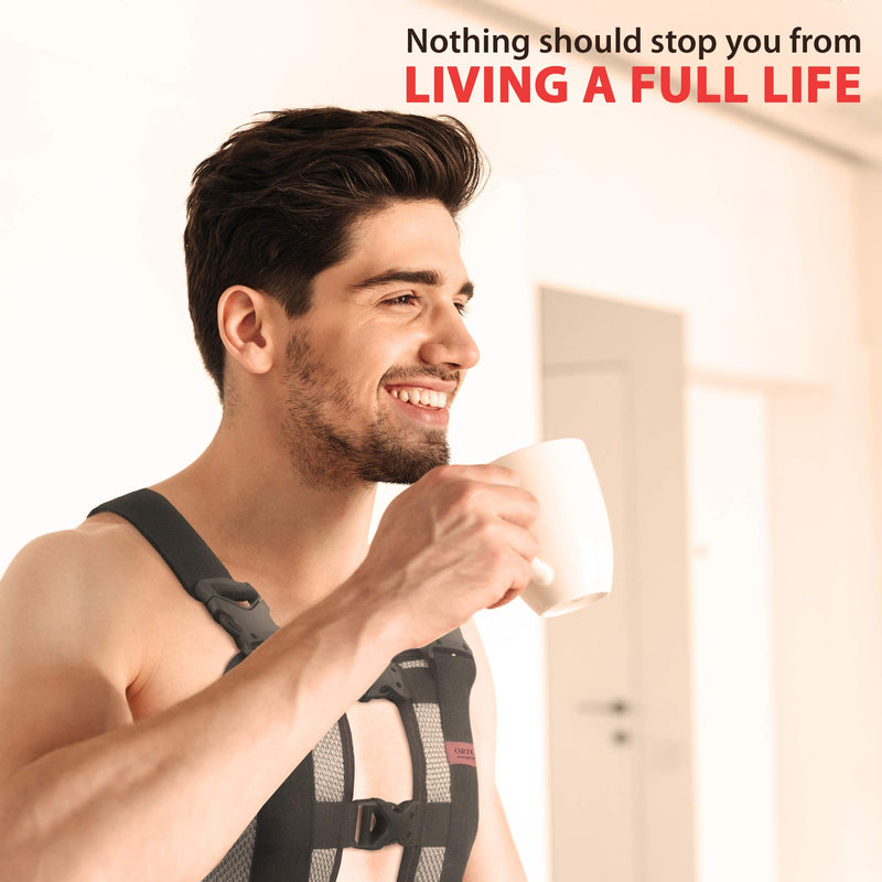 [Australia] - ORTONYX Sternum and Thorax Support Chest Brace Post Open Heart Surgery Sternum Fractures Rehabilitation / ACHB5255-XL XL (Chest: 41.5"-46.5") Black/Gray 