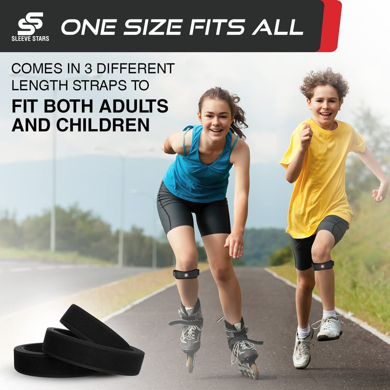 [Australia] - Sleeve Stars Patellar Tendon Support Strap Osgood Schlatter Knee Brace for Kids, Youth, Women & Men w/ 3 Lengths, Swedish Brand Patella Knee Strap Support Band for Arthritis, Tendonitis & Pain (Black) One Size Black 1 