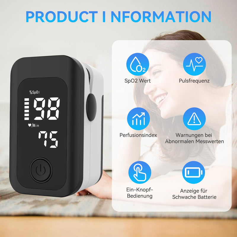 [Australia] - Berrcom Pulse Oximeter Blood Oxygen Saturation Monitor Finger High Accuracy Sats Monitor for Children, Adults with Batteries and Lanyard 