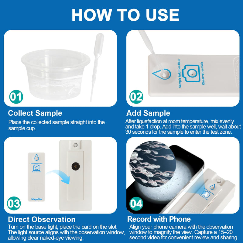 Sperm Microscope & At-Home Semen Analysis Fertility Test – 2-in-1 Fertility Check for Men | Single-Use Male Wellness Device for Conception Readiness & Reproductive Health Awareness
