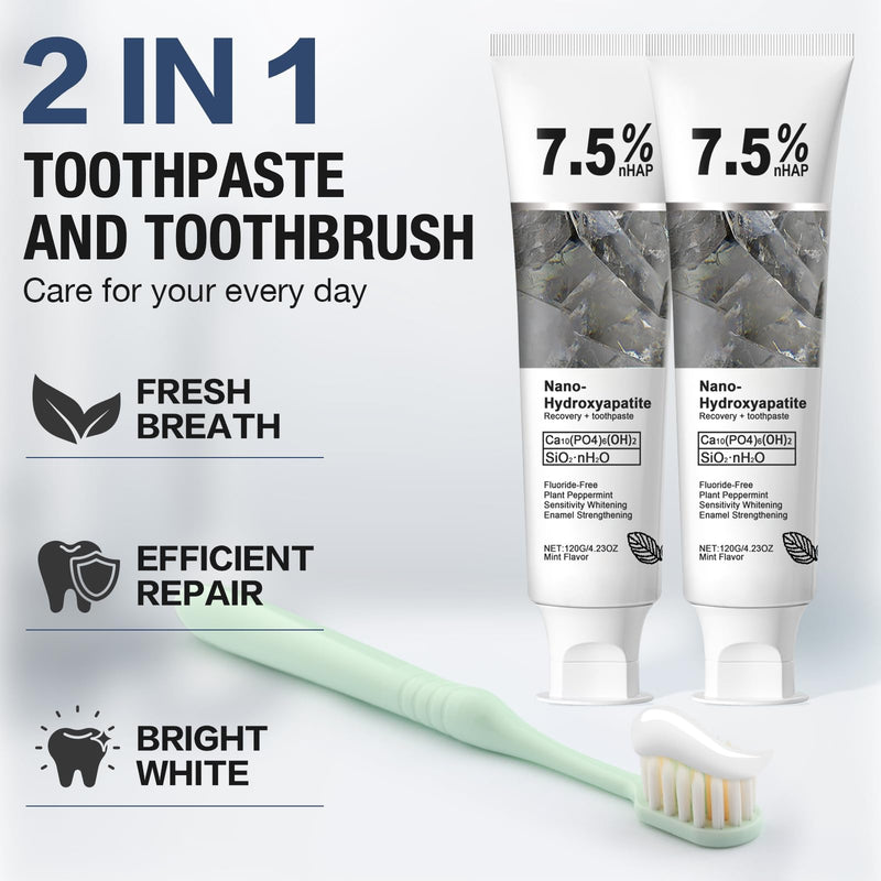 [Australia] - 2PCS Nano Hydroxyapatite Toothpaste for Advanced Enamel Protection and Tooth Strengthening, Gentle and Effective Formula, Gentle Mint, Fresh Breath, Reduce Tooth Sensitivity 2 