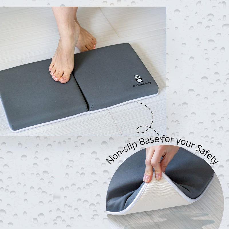 [Australia] - Bath Kneeler and Elbow Rest Pad Set - 2PC Premium Baby Bath Mat Set - Non-Slip Kneeling Pad with Storage Pockets - Machine Washable, Durable Foam Pad Bundle - Gray Grey 