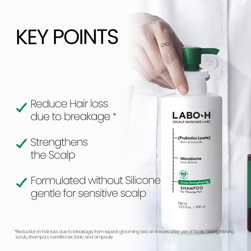 LABO.H Scalp Strengthening Shampoo for Hair Growth & Anti-Loss | Vegan Ceramide Haircare Routine with Rosemary Oil, Biotin and Caffeine, Paraben Free, Korean Hair Care, 13.5 Fl. oz. | Vegan Ceramide Haircare Routine with Rosemary Oil, Biotin and Caffei...