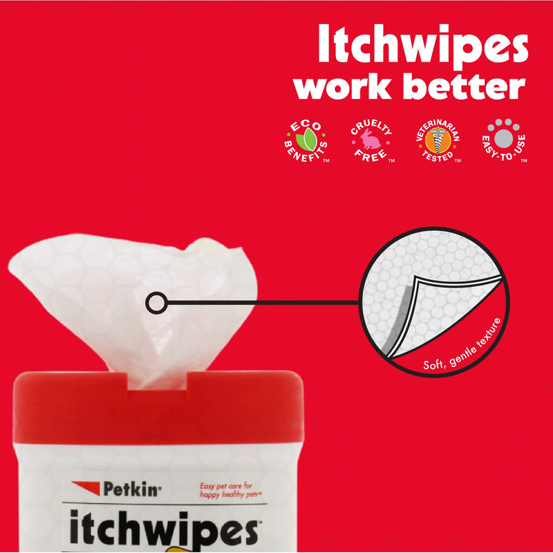 Petkin Anti Itch Wipes for Dogs and Cats - Soothes Hot Spots, Skin Irritations and Scratching - Bitter Taste Stops Licking and Chewing - Super Convenient, Ideal for Home or Travel - 30 Wipes 1 - PawsPlanet Australia