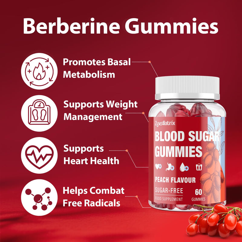 Berberine Gummies – 2000mg High Strength with Ceylon Cinnamon, Turmeric & Black Pepper – Sugar-Free, Vegan Supplement for Heart & Weight Health – 60 Gummies 60 count (Pack of 1)