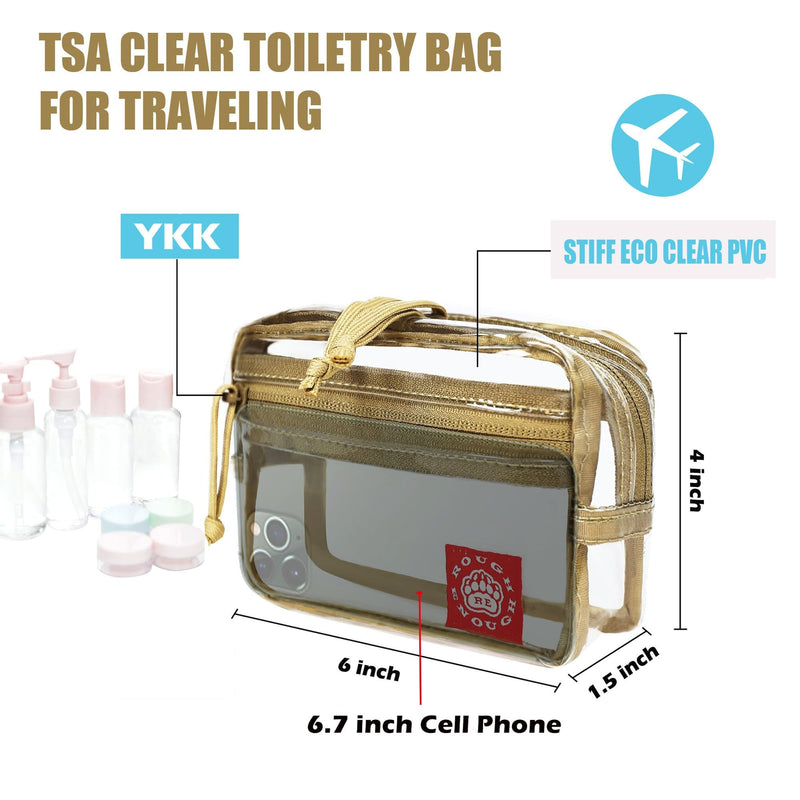 Rough Enough Clear Toiletry Bag TSA Approved Travel Makeup Bag Bundle Set